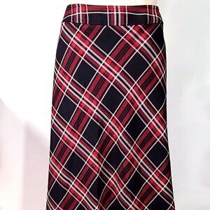 East 5th Black Red White Plaid Maxi A-line Skirt Size 24W